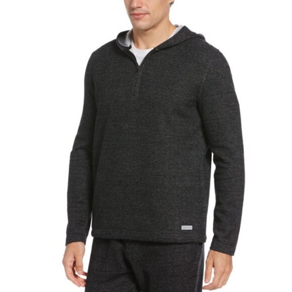 Perry Ellis Other - Perry Ellis Portfolio Mens Black 1/4 Zip Heathered Knit Hoodie Size L